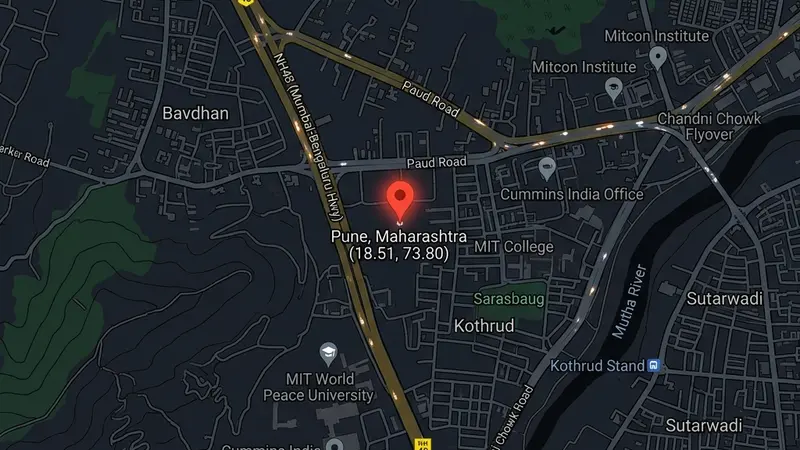 Map showing location of Vignesh Kamath in Pune